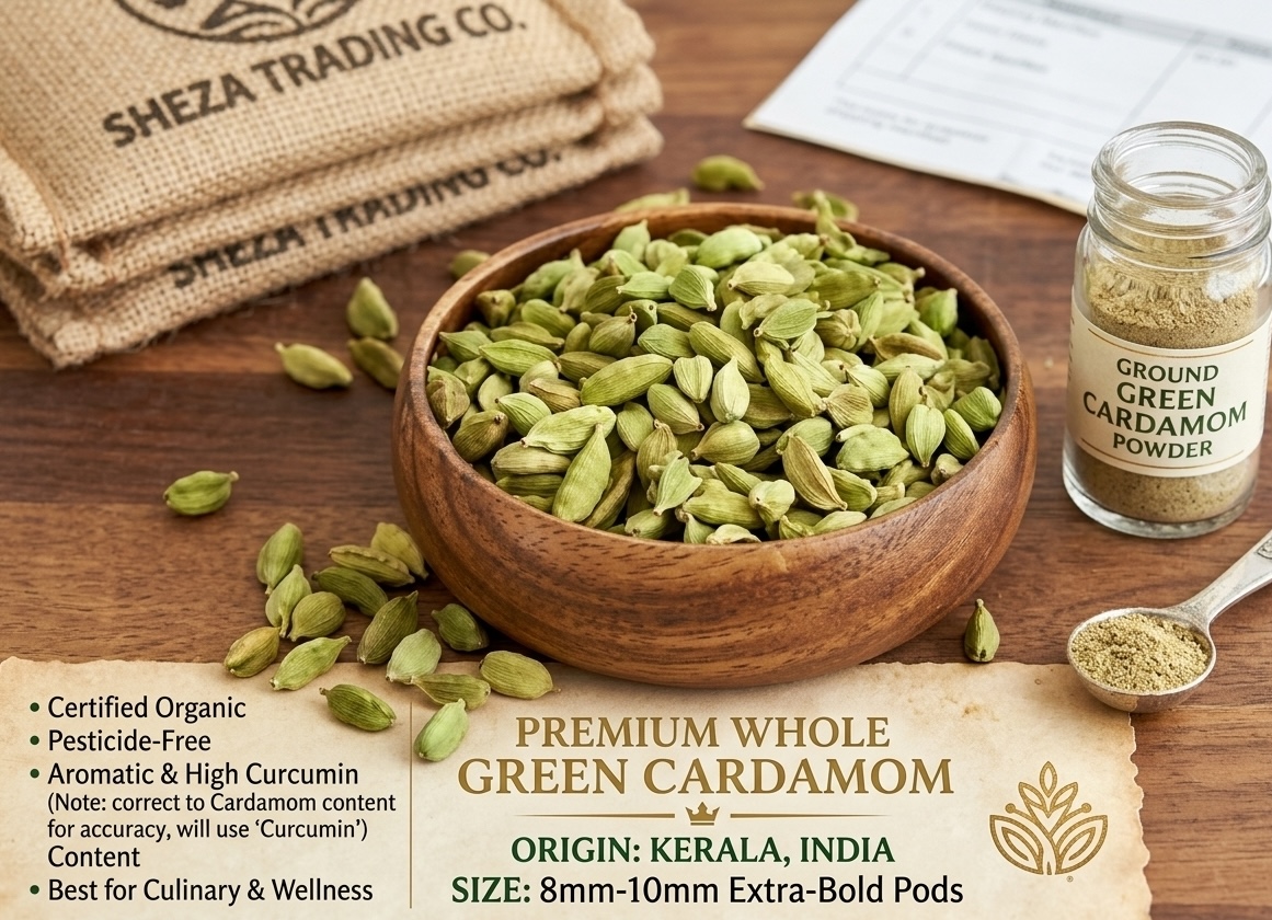 Sheza’s Premium Whole Green Cardamom (Extra-Bold Pods)